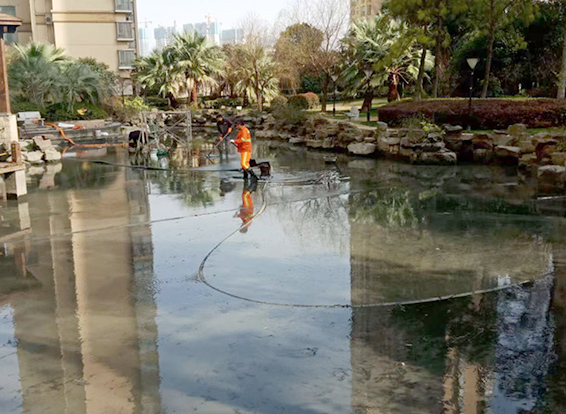 三原景观池淤泥清理